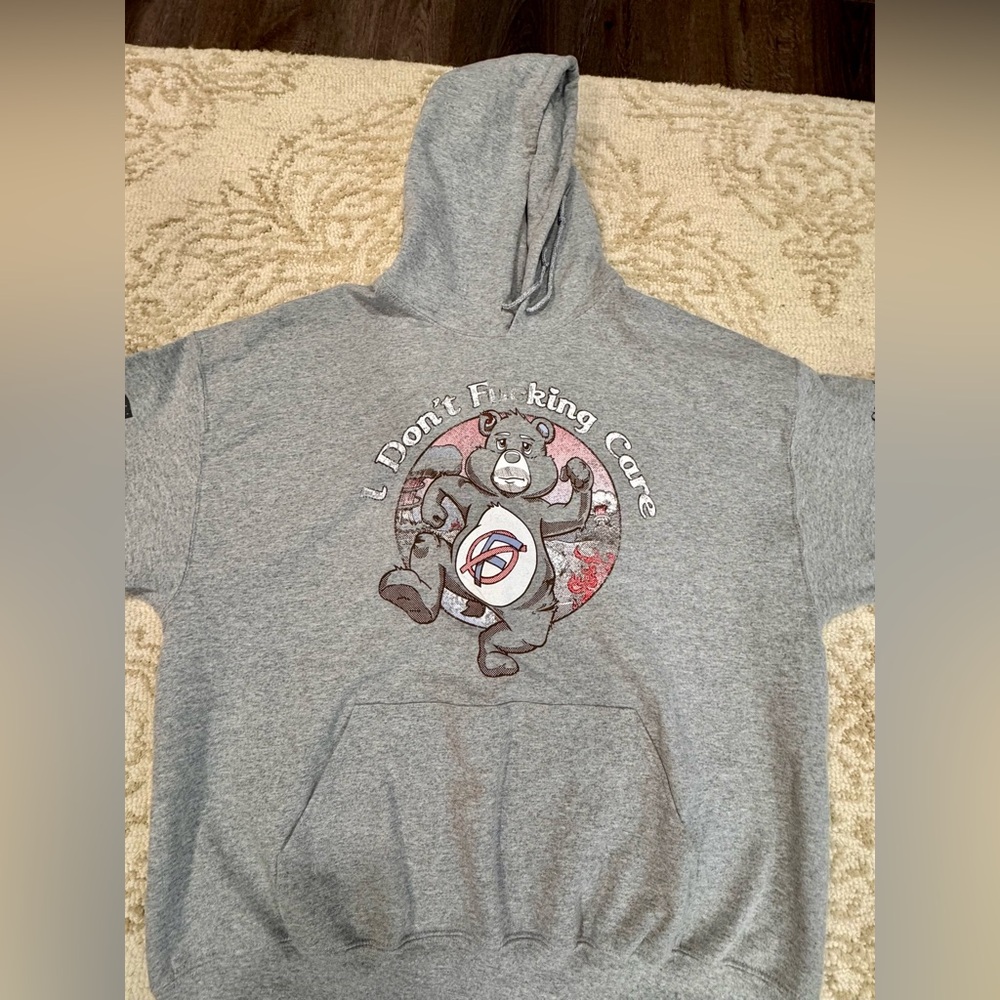 Grunt Style I Don't Fcking Care Gray Pullover Mens Hoodie Size XX Large